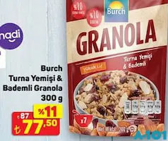 BURCH TURNA YEMİŞİ & BADEMLİ GRANOLA 300 G fiyat ve kampanya bilgisi